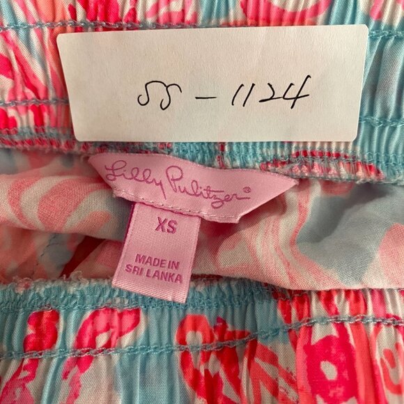 Lilly Pulitzer Katia Shorts Seasalt Blue Pink Shell We Dance Women's XS Rayon - Picture 2 of 8